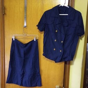 Navy Blue Women's Skirt Set